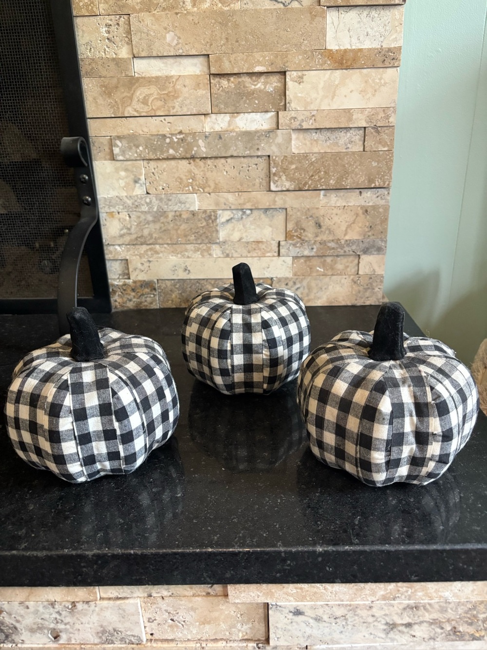 Black & White Buffalo Check Decorative Pumpkins -